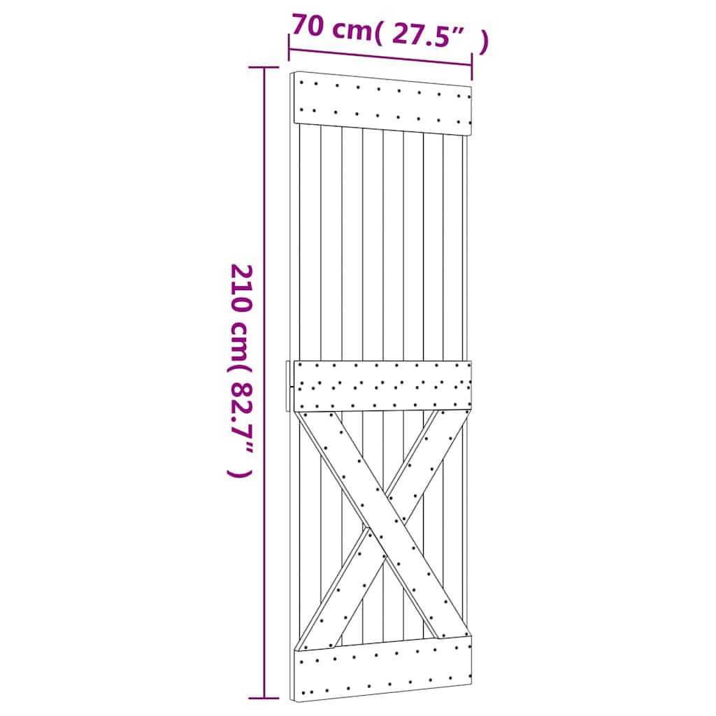 vidaXL Πόρτα NARVIK 70 x 210 εκ. από Μασίφ Ξύλο Πεύκου