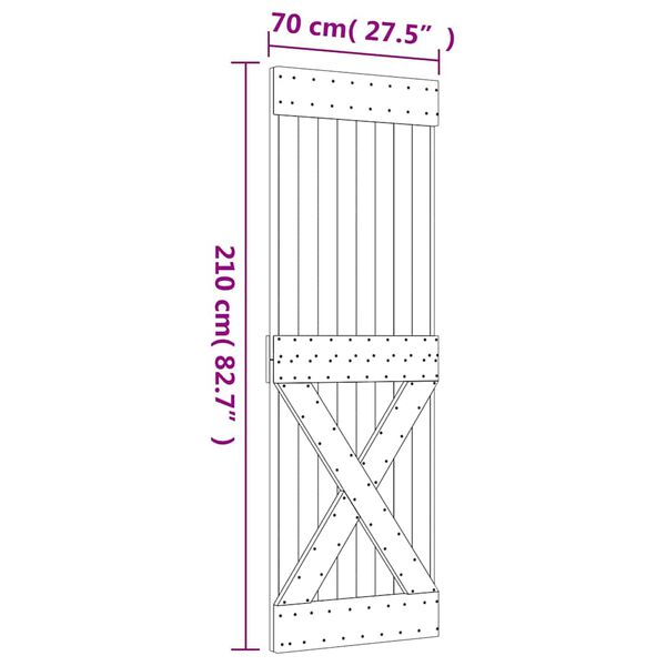 vidaXL Πόρτα NARVIK 70 x 210 εκ. από Μασίφ Ξύλο Πεύκου