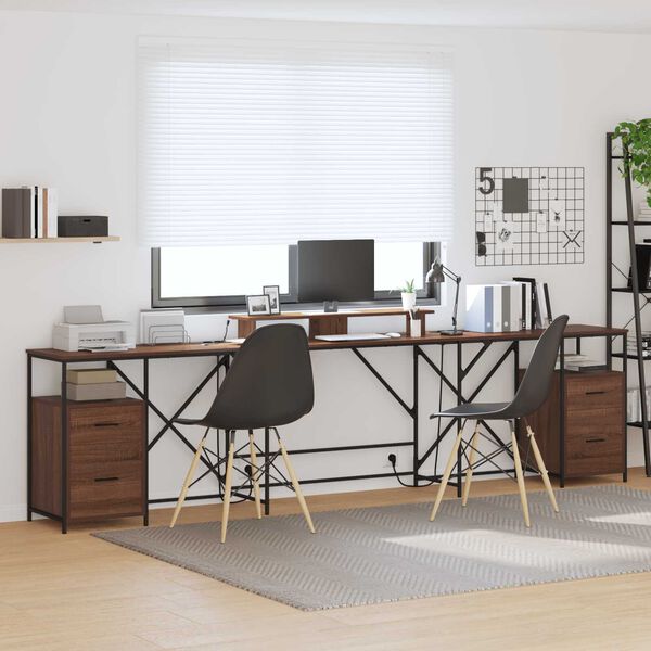 vidaXL Γραφείο Καφέ δρυς 182 x 101 x 87.5 εκ. Επεξεργασμένο ξύλο