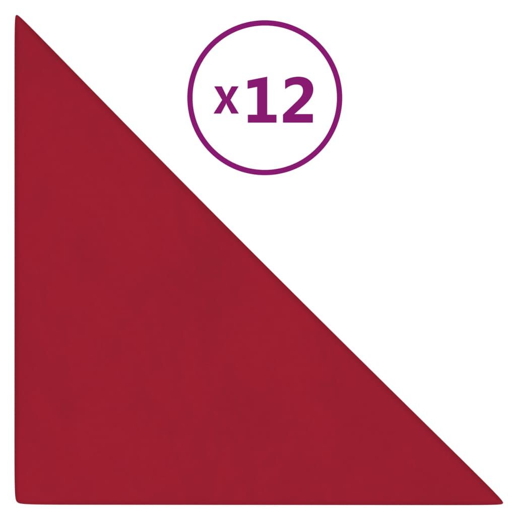 vidaXL Πάνελ Τοίχου 12 τεμ. μπορντό 30x30 εκ. 0,54 μ² Βελούδινα