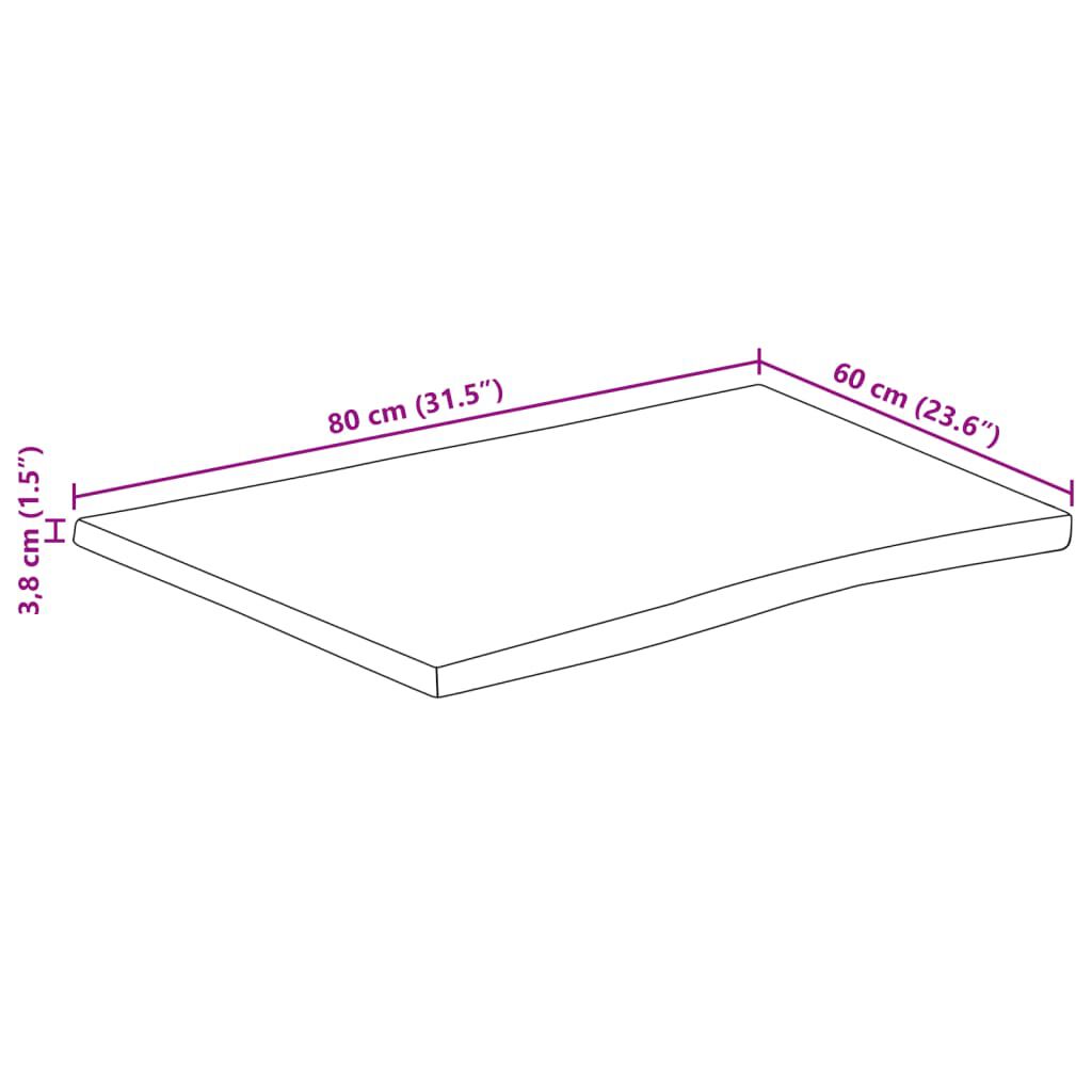 vidaXL Επιφάνεια Τραπεζιού 80x60x3,8 εκ. Live Edge Μασίφ Ξύλο Μάνγκο