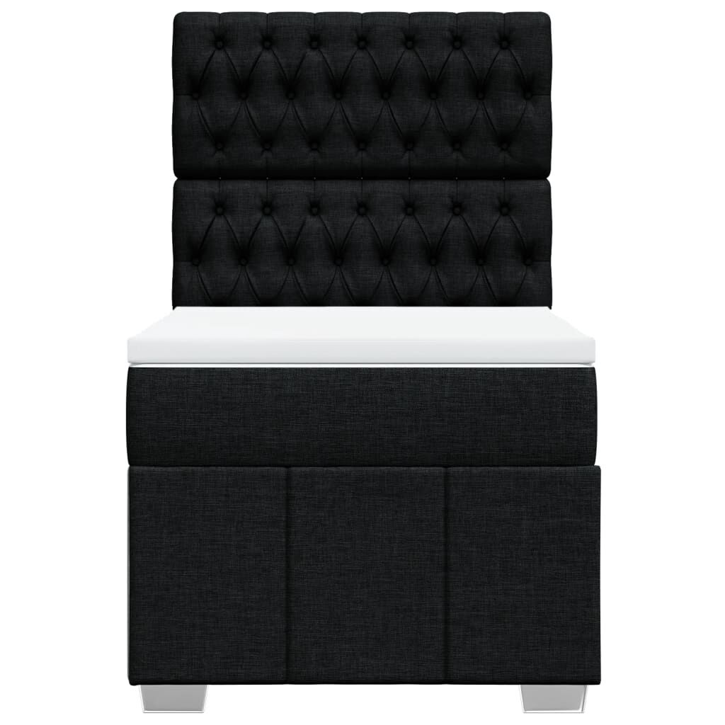 vidaXL Κρεβάτι Boxspring με Στρώμα Μαύρο 90x200 εκ. Υφασμάτινο