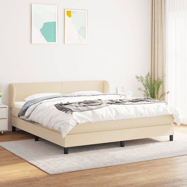 vidaXL &Kappa;&rho;&epsilon;&beta;ά&tau;&iota; Boxspring &mu;&epsilon; &Sigma;&tau;&rho;ώ&mu;&alpha; &Kappa;&rho;&epsilon;&mu; 160x200 &epsilon;&kappa;. &Upsilon;&phi;&alpha;&sigma;&mu;ά&tau;&iota;&nu;&omicron;
