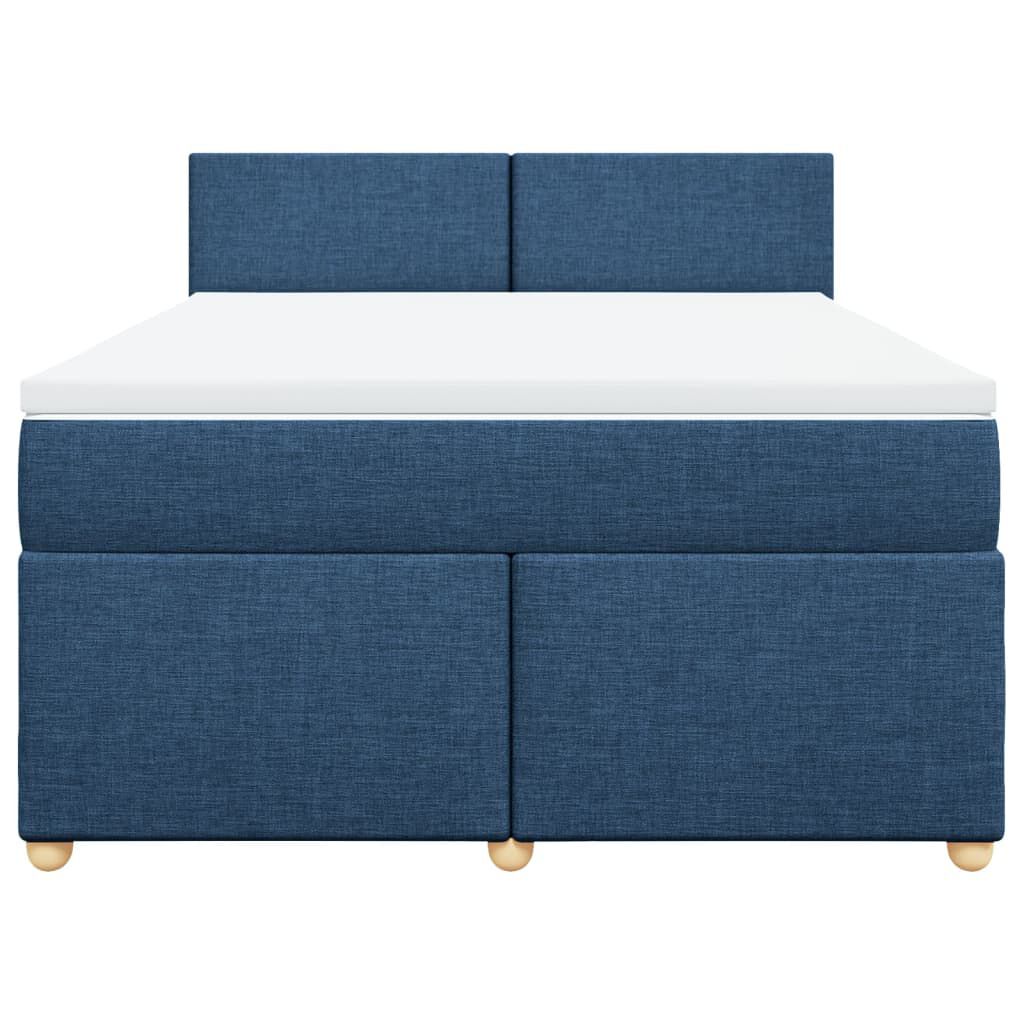 vidaXL Κρεβάτι Boxspring με Στρώμα Μπλε 140x200 εκ. Υφασμάτινο
