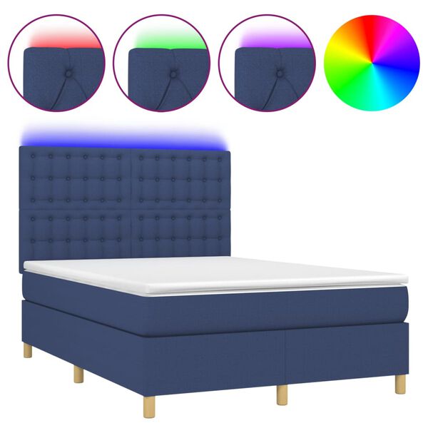 vidaXL &Kappa;&rho;&epsilon;&beta;ά&tau;&iota; Boxspring &mu;&epsilon; &Sigma;&tau;&rho;ώ&mu;&alpha; & LED &Mu;&pi;&lambda;&epsilon; 140x190 &epsilon;&kappa;. &Upsilon;&phi;&alpha;&sigma;&mu;ά&tau;&iota;&nu;&omicron;