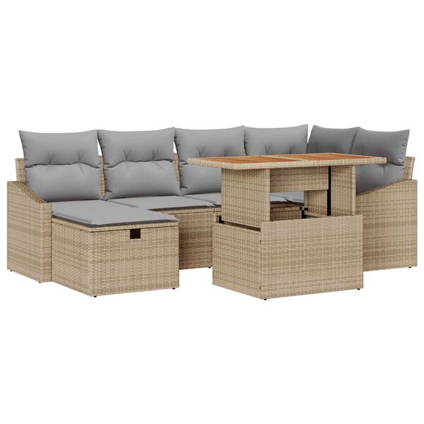 vidaXL Σετ Καναπέ Κήπου 7 pcs Μπεζ συνθετικό ρατάν