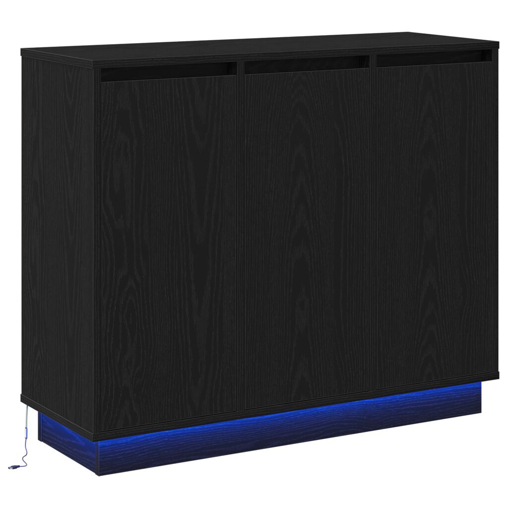 vidaXL Μπουφές με LED Μαύρη Δρυς 90x32x75 εκ. από Επεξεργασμένο Ξύλο