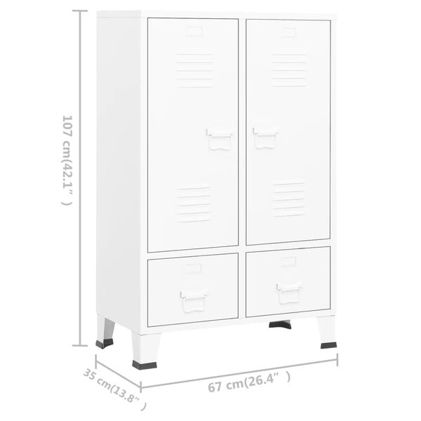 vidaXL Ντουλάπα Βιομηχανική Λευκή 67 x 35 x 107 εκ. Ατσάλινη