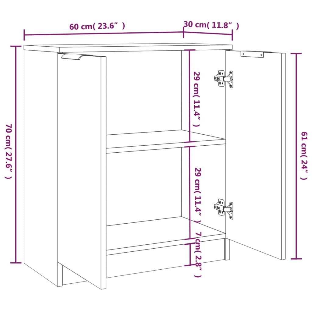 vidaXL Ντουλάπια 2 τεμ. Καπνιστή δρυς 60x30x70 εκ. Επεξεργασμένο Ξύλο