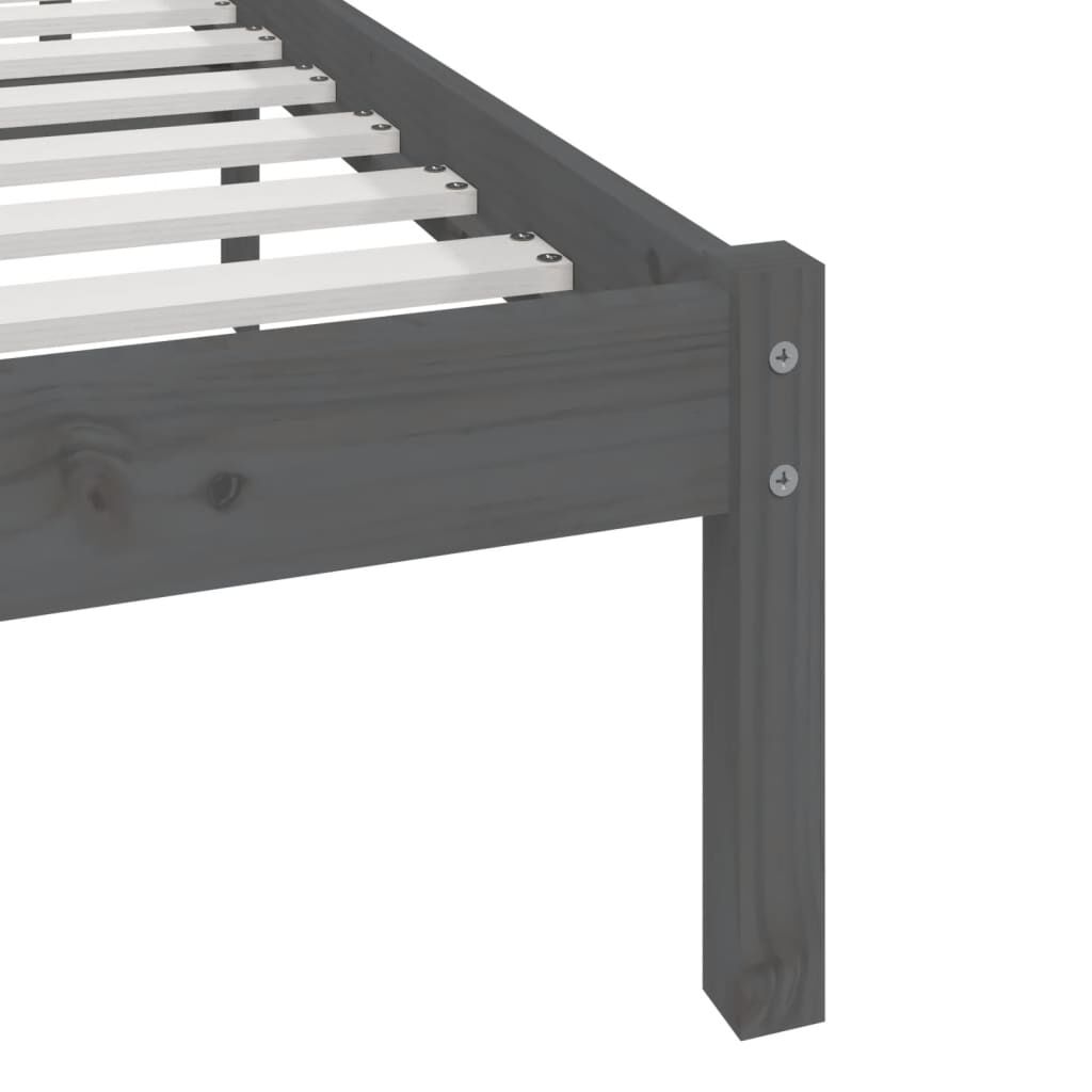 vidaXL Σκελετός Κρεβατιού Γκρι 135x190 εκ. Μασίφ Ξύλο Πεύκου Double