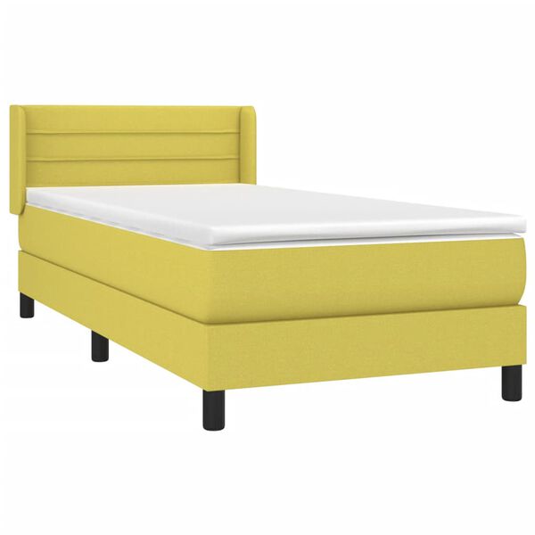 vidaXL Κρεβάτι Boxspring με Στρώμα Πράσινο 100 x 200 εκ. Υφασμάτινο