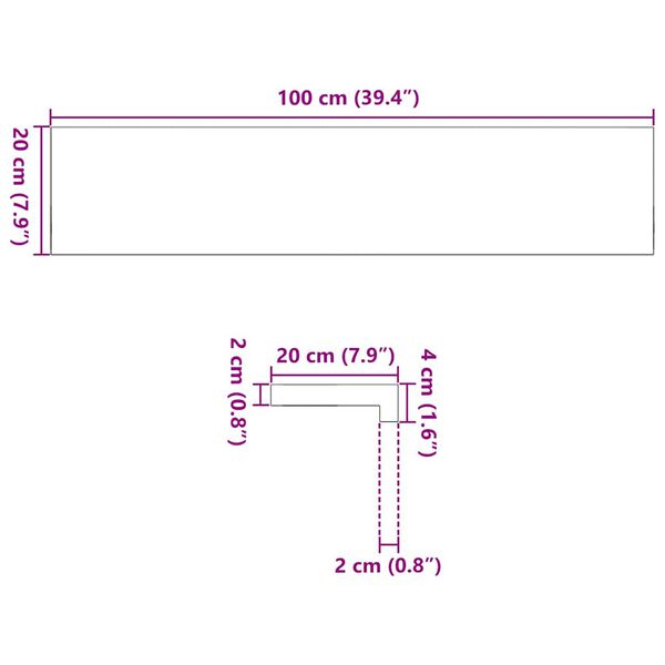 vidaXL Περβάζια παραθύρων 2 τεμ. 100x20x2 εκ. Ακατέργαστο Μασίφ Δρυός