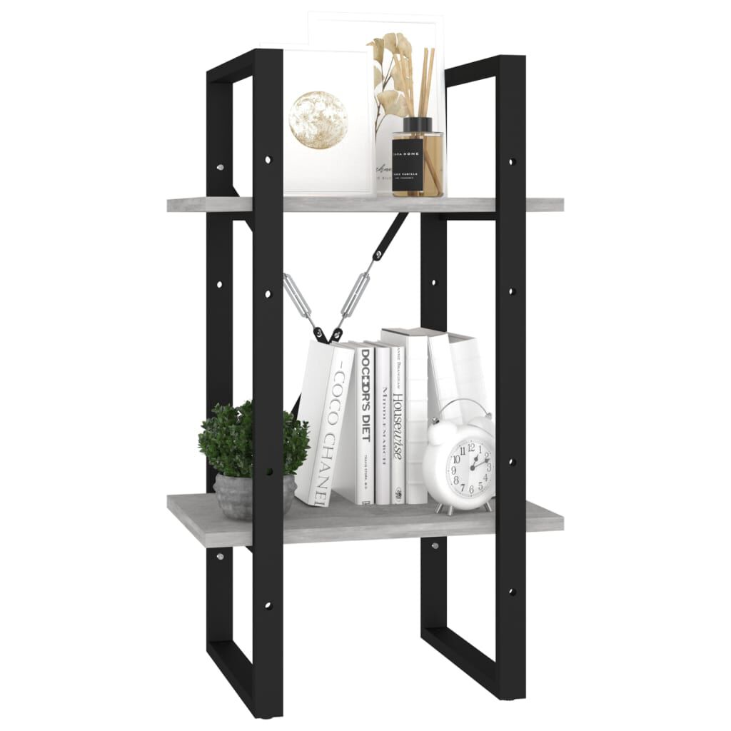 vidaXL Βιβλιοθήκη με 2 Ράφια Γκρι Σκυρ. 40 x 30 x 70 εκ. Επεξ. Ξύλο