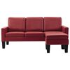 vidaXL Καναπές Τριθέσιος με Υποπόδιο Μπορντό από Συνθετικό Δέρμα