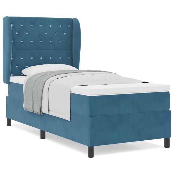 vidaXL Κρεβάτι με Στρώμα Dark Blue 90x190 cm Βελούδο
