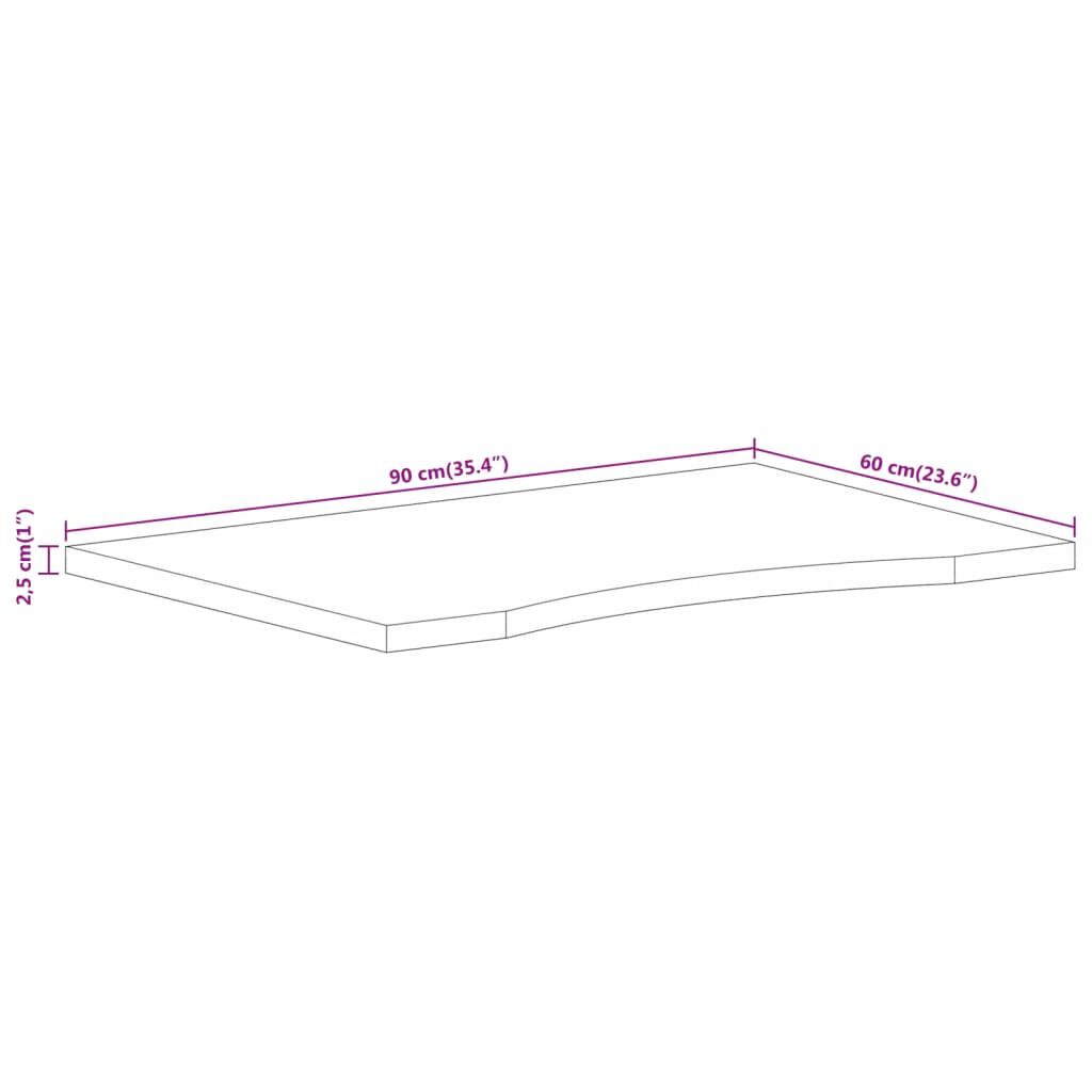 vidaXL Επιφάνεια Γραφείου Καμπύλη 90x60x2,5 εκ Μασίφ Ακατ. Μάνγκο