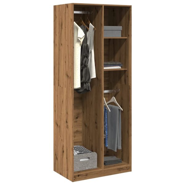vidaXL Ντουλάπα Αρτισιανή Δρυς 80x50x200εκ από Επεξεργασμένο Ξύλο
