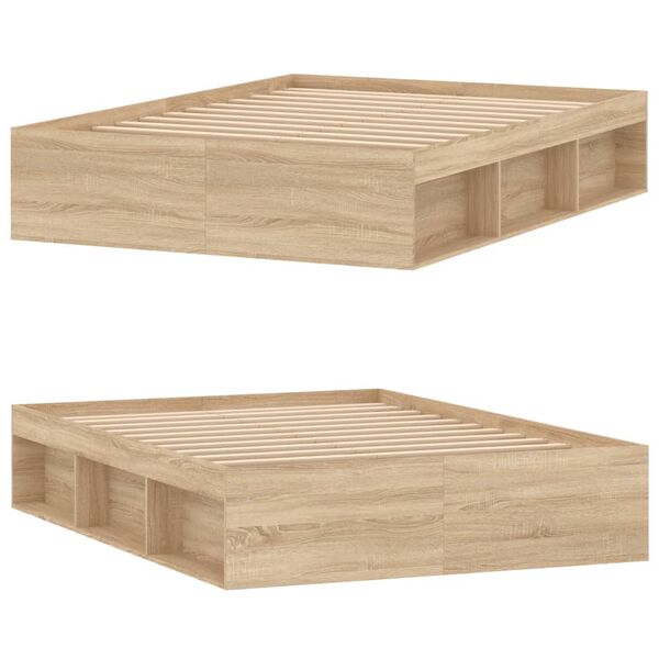 vidaXL Πλαίσιο Κρεβατιού Sonoma Δρυς 135x190 εκ. Double