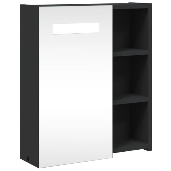 vidaXL Καθρέφτης Μπάνιου με Ντουλάπι & LED Μαύρο 45 x 13 x 52 εκ.