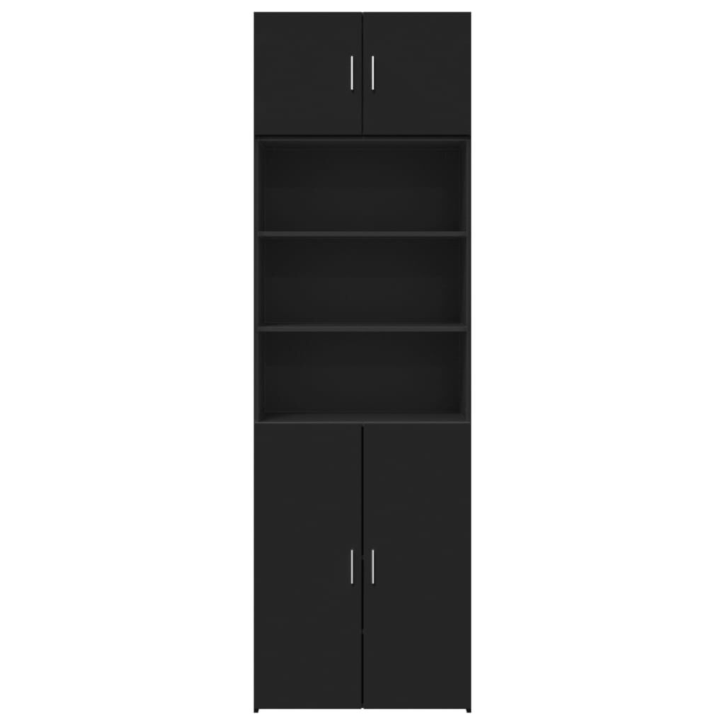 vidaXL Ραφιέρα με Ντουλάπια Μαύρο 70 x 42,5 x 225 εκ. από Επεξ. Ξύλο