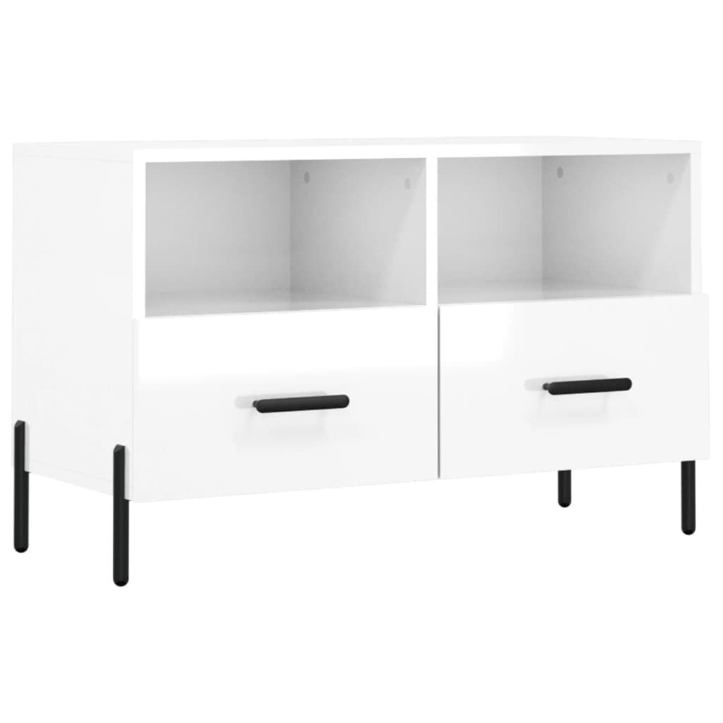 vidaXL Έπιπλο Τηλεόρασης Γυαλ. Λευκό 80x36x50 εκ. Επεξεργασμένο Ξύλο