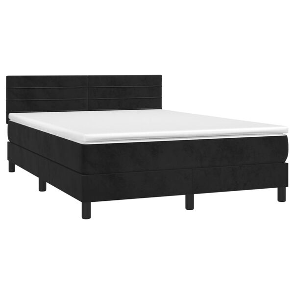 vidaXL &Kappa;&rho;&epsilon;&beta;ά&tau;&iota; Boxspring &mu;&epsilon; &Sigma;&tau;&rho;ώ&mu;&alpha; & LED &Mu;&alpha;ύ&rho;&omicron; 140x200 &epsilon;&kappa;. &Beta;&epsilon;&lambda;&omicron;ύ&delta;&iota;&nu;&omicron;