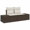 vidaXL Σετ Καναπέ Κήπου με μαξιλάρι 7 pcs Καφέ και κρεμ Πολυ ράταν
