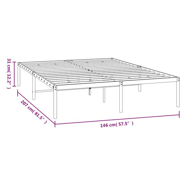 vidaXL Πλαίσιο Κρεβατιού Μαύρο 140 x 200 εκ. Μεταλλικό