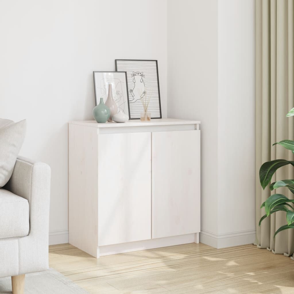 vidaXL Βοηθητικό Ντουλάπι Λευκό 60 x 36 x 65 εκ. από Μασίφ Ξύλο Πεύκου