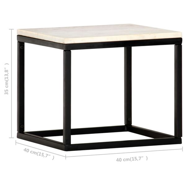 vidaXL Τραπεζάκι Σαλονιού Λευκό 40x40x35 εκ. Πέτρα με Μαρμάρινη Υφή