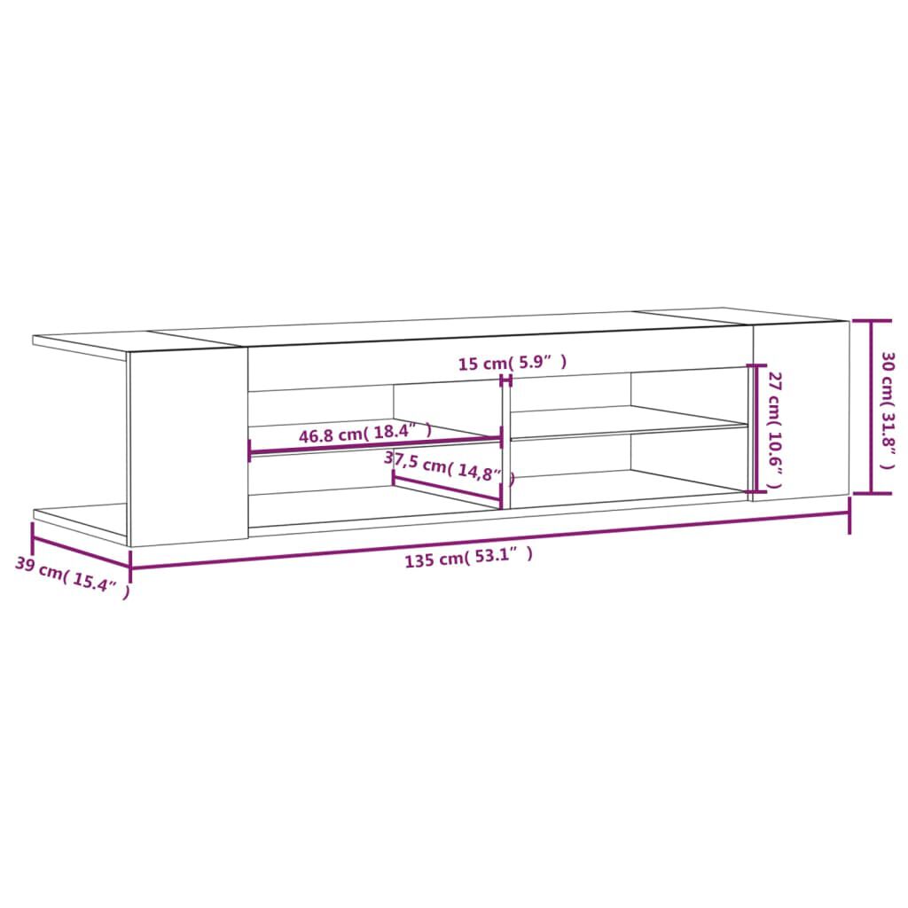 vidaXL Έπιπλο Τηλεόρασης με LED Γκρι Sonoma 135x39x30 εκ.