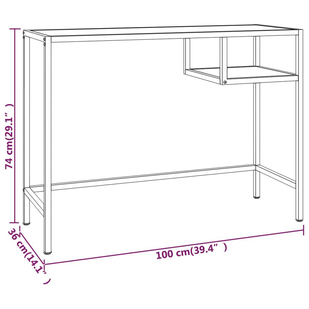 vidaXL Γραφείο Υπολογιστή Διάφανο 100 x 36 x 74 εκ. από Ψημένο Γυαλί