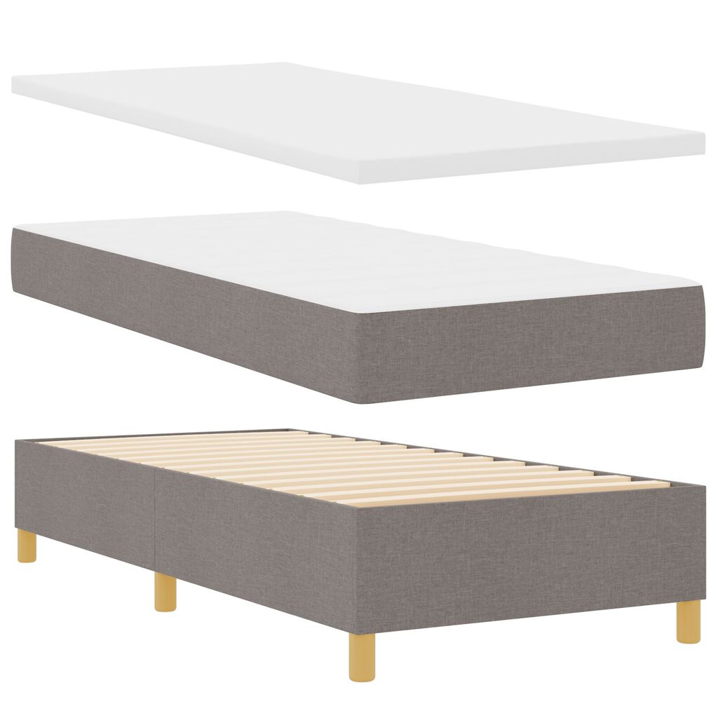 κρεβάτι Box Spring με στρώμα και πάγκο vidaXL Ταπέτο 90x190 εκ. Υφάσματος