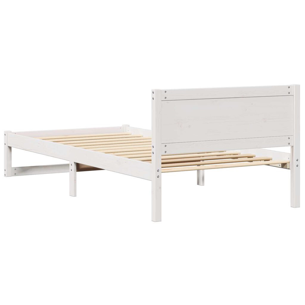 vidaXL Κρεβάτι Λευκό Ξύλο 90 x 200 cm Μινιμαλιστικό Κρεβάτι Ορθογώνιο