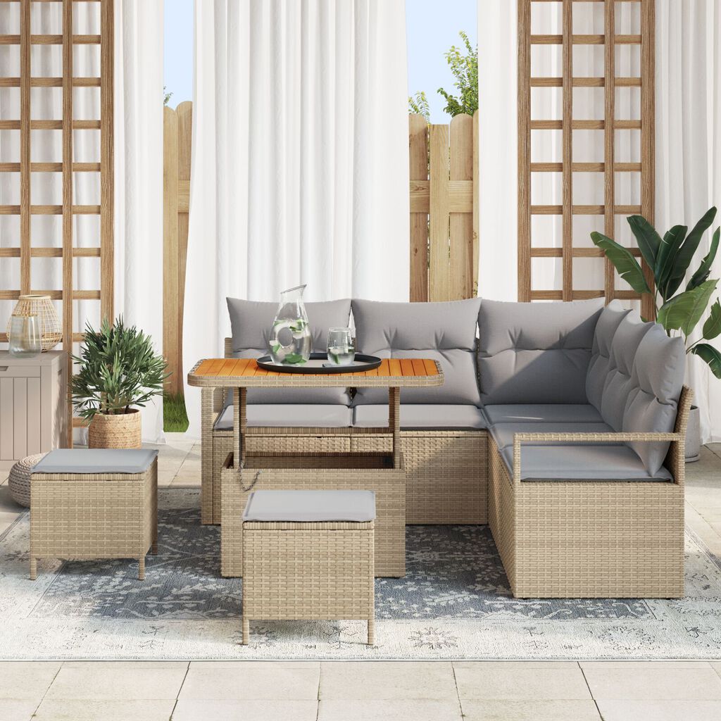vidaXL Σετ Καναπέ Κήπου 8 pcs Μπέζ και Ανοιχτό Γκρι 90 x 55 x 71 cm