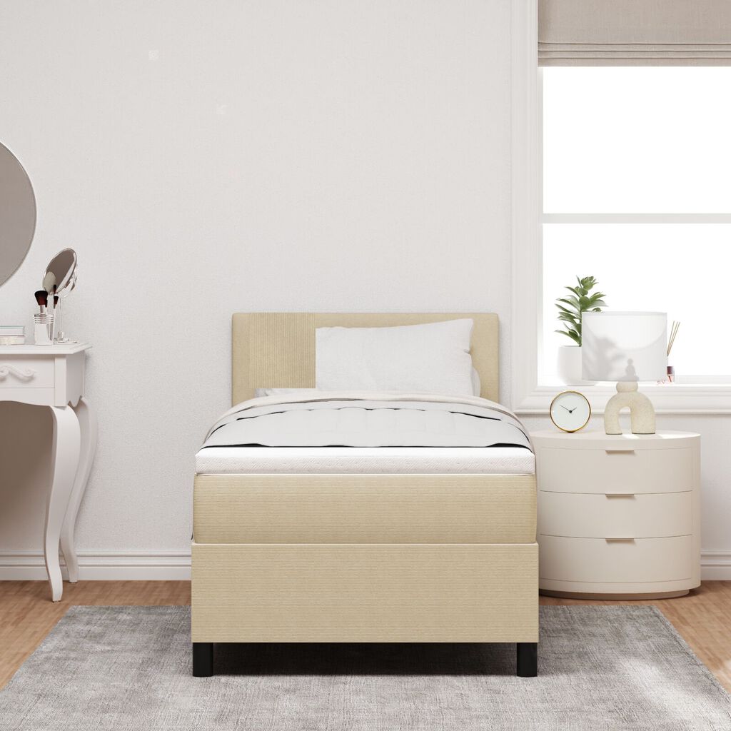 vidaXL Κρεβάτι Box Spring με Στρώμα Ανοιχτό Πράσινο Γκρι 90x200 εκ. Βελούδινο Ύφασμα