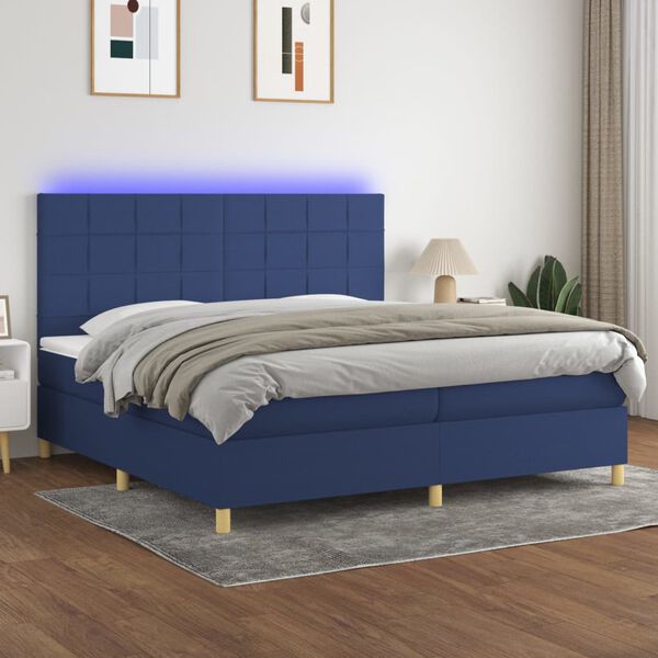 vidaXL &Kappa;&rho;&epsilon;&beta;ά&tau;&iota; Boxspring &mu;&epsilon; &Sigma;&tau;&rho;ώ&mu;&alpha; & LED &Mu;&pi;&lambda;&epsilon; 200x200 &epsilon;&kappa;. &Upsilon;&phi;&alpha;&sigma;&mu;ά&tau;&iota;&nu;&omicron;