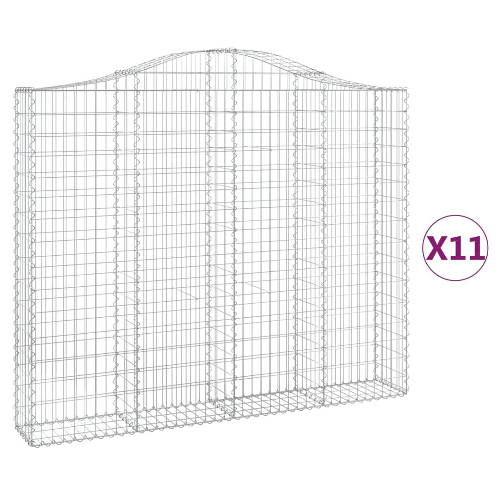 vidaXL Συρματοκιβώτια Τοξωτά 11 τεμ. 200x30x160/180 εκ. Γαλβαν. Ατσάλι
