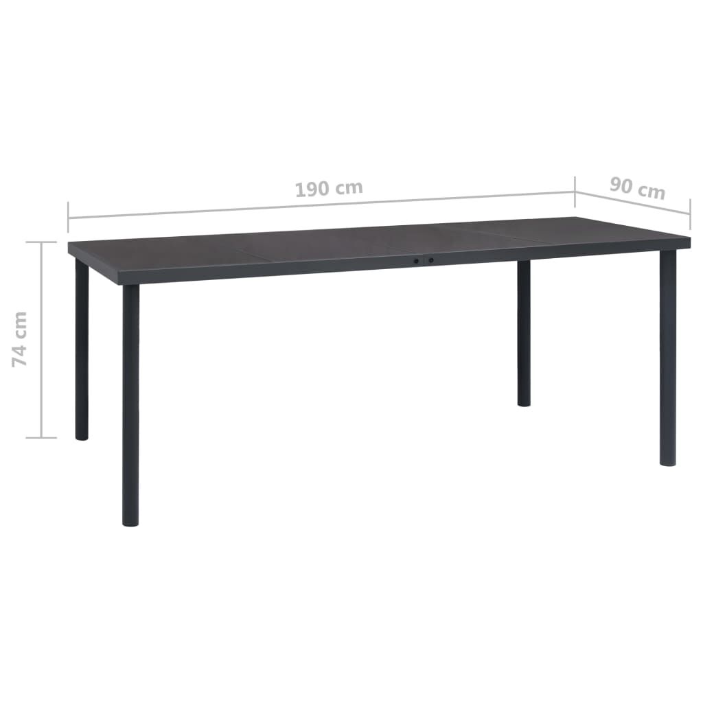 vidaXL Τραπεζαρία Εξωτερικού Χώρου Ανθρακί 190 x 90 x 74 εκ. Ατσάλινη