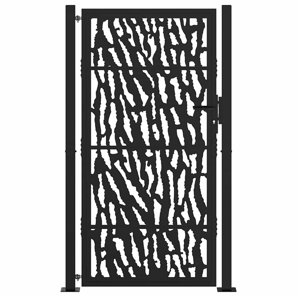 vidaXL Πύλη κήπου Μαύρη 105x180 cm Ατσάλινο σχέδιο ίχνους