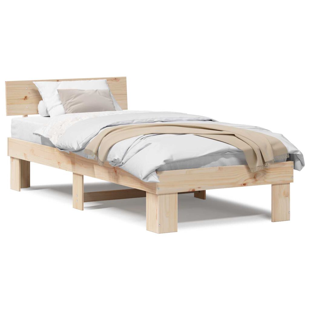 vidaXL Σκελετός Κρεβατιού Καφέ 75 x 190 cm Συμπαγές ξύλο πεύκου
