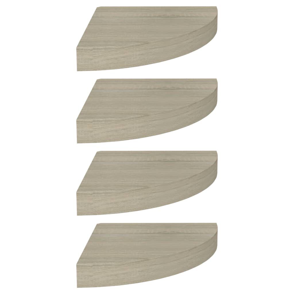 vidaXL Ράφια Τοίχου Γωνιακά 4 τεμ. Χρώμα Δρυός 25x25x3,8 εκ. MDF