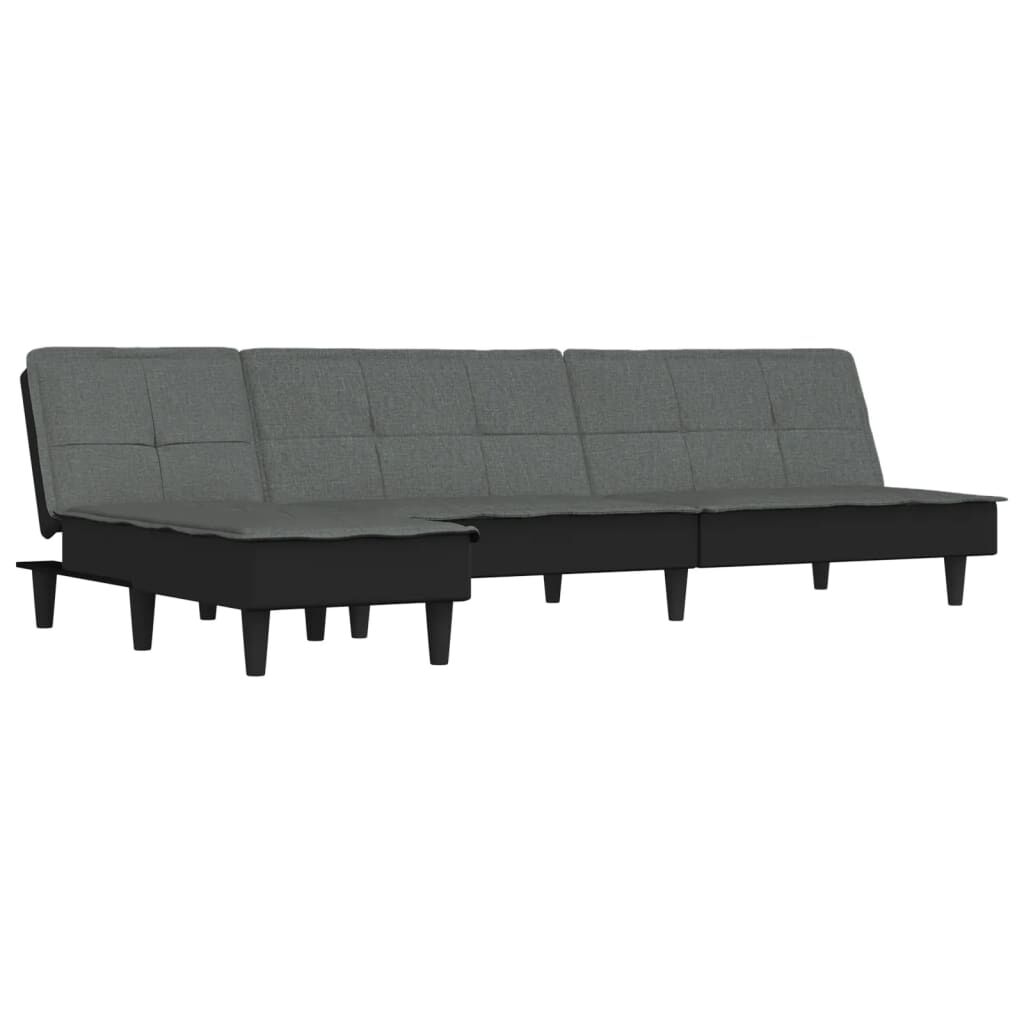 vidaXL Καναπές Κρεβάτι Γωνιακός Σκούρο Γκρι 255x140x70 εκ. Υφασμάτινος