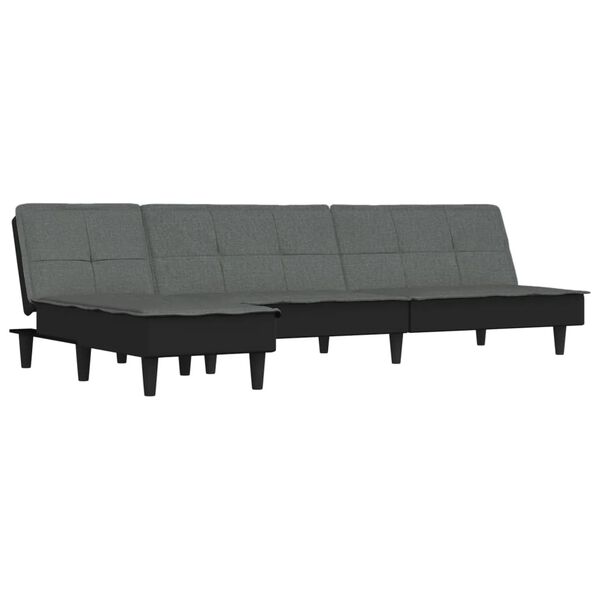 vidaXL Καναπές Κρεβάτι Γωνιακός Σκούρο Γκρι 255x140x70 εκ. Υφασμάτινος