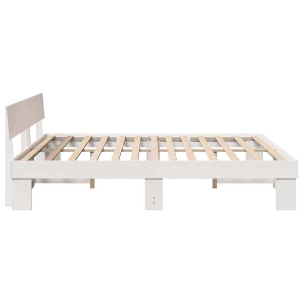 vidaXL Σκελετός Κρεβατιού Λευκό 200 x 200 cm Μασίφ ξύλο πεύκου
