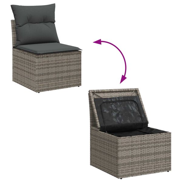 vidaXL Σετ Καναπέ Κήπου 8 pcs Γκρι 55 x 55 x 37 εκ Ρατάν, Πολυεστέρας
