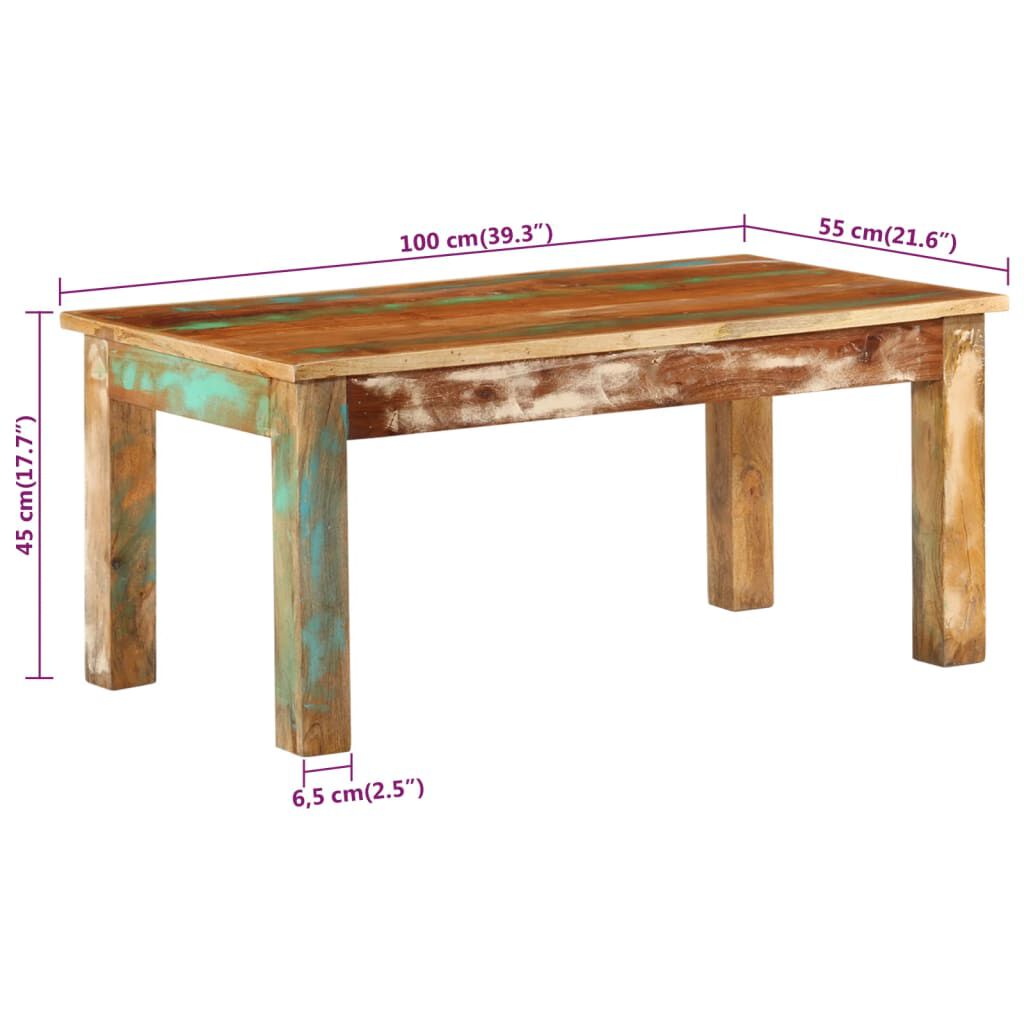 vidaXL Τραπεζάκι Σαλονιού 100x55x45 εκ. από Μασίφ Ανακυκλωμένο Ξύλο
