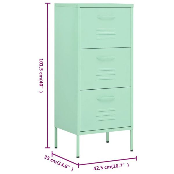 vidaXL Ντουλάπι Αποθήκευσης Xρώμα Mέντας 42,5x35x101,5 εκ. από Ατσάλι