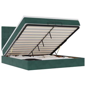 vidaXL Οθωμανικό κρεβάτι με στρώματα Σκούρο πράσινο 200x200cm Velvet