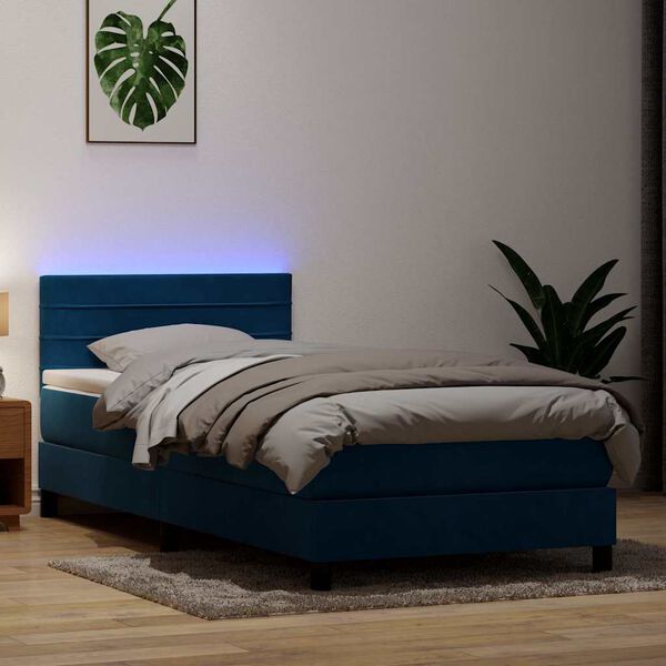 vidaXL &Kappa;&rho;&epsilon;&beta;ά&tau;&iota; Boxspring &mu;&epsilon; &Sigma;&tau;&rho;ώ&mu;&alpha; & LED &Sigma;&kappa;&omicron;ύ&rho;&omicron; &Mu;&pi;&lambda;&epsilon; 100x210 &epsilon;&kappa;. &Beta;&epsilon;&lambda;&omicron;ύ&delta;&iota;&nu;&omicron;